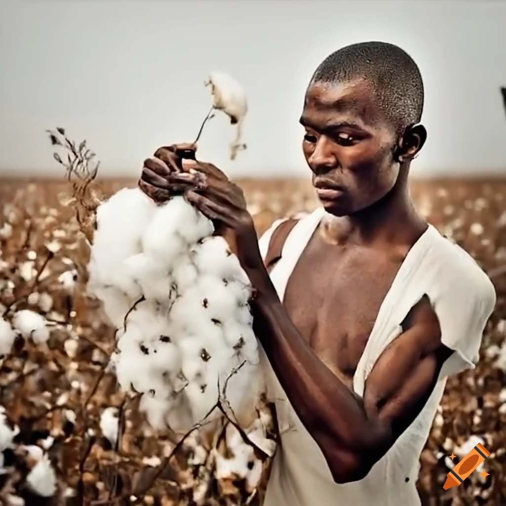 Black men collecting cotton on craiyon