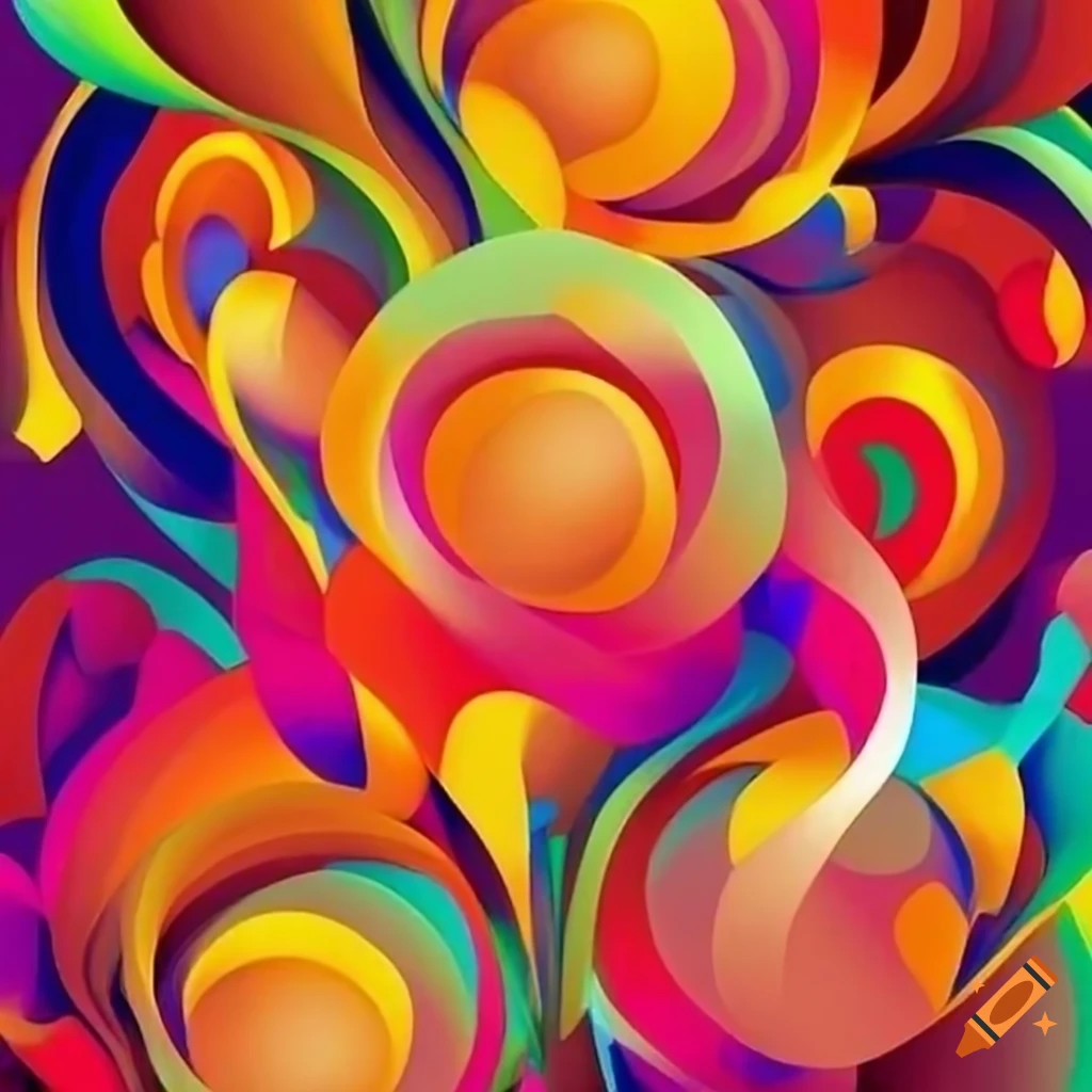 Vibrant floral design with abstract shapes and bold colors on Craiyon