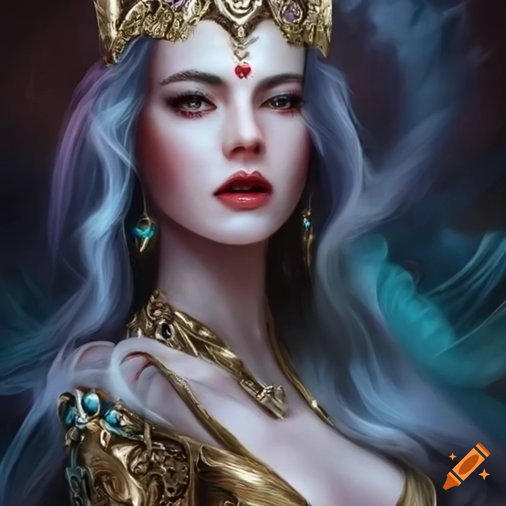 Fantasy queen portrait on Craiyon