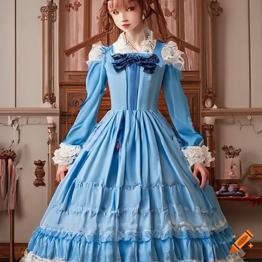 Blue lolita dress on Craiyon