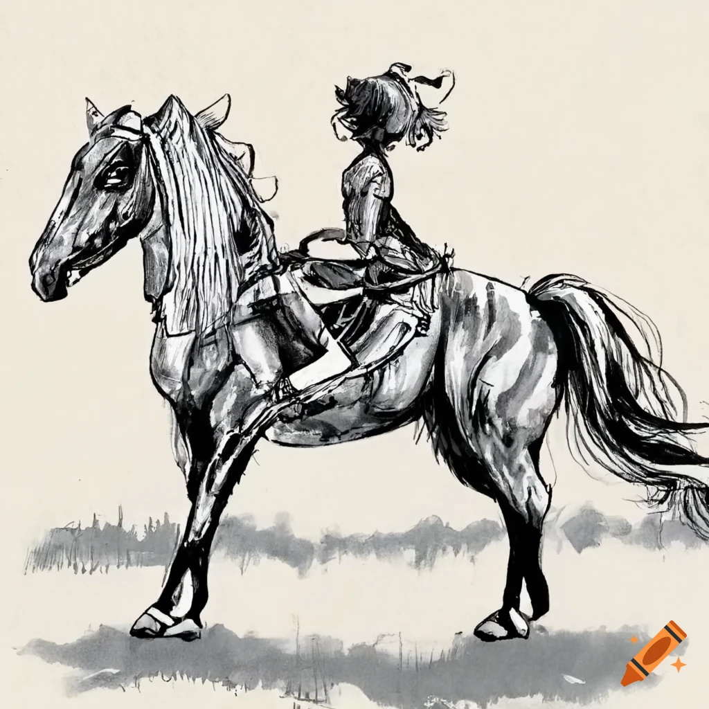 Drawing Of Young Horse Rider Woman Performing Dressage Training Horse  Riding Horse Stallion With Jockey Drawing For Sport Vector Illustration  Stock Illustration - Download Image Now - iStock