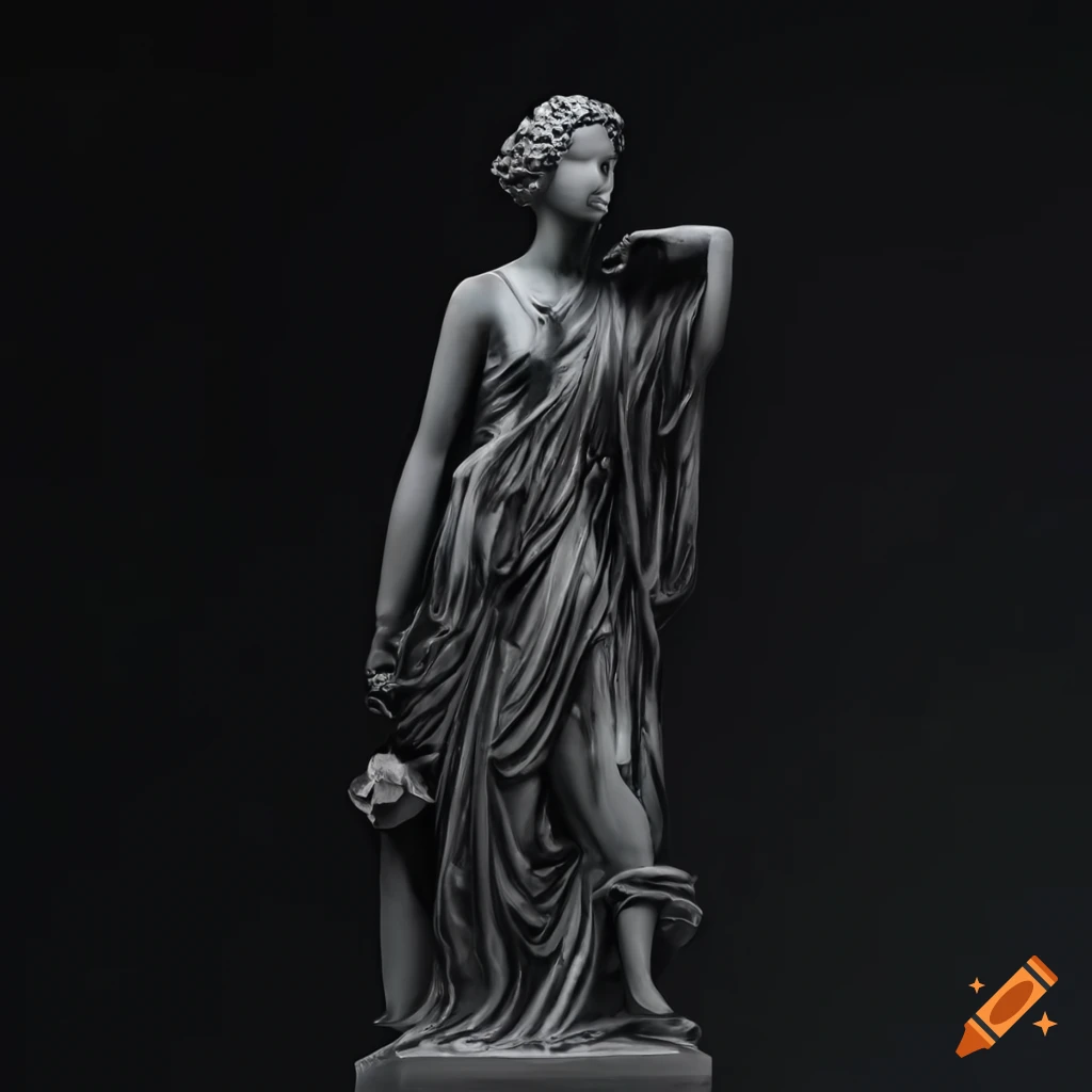 Black marble female statue with clothes on Craiyon