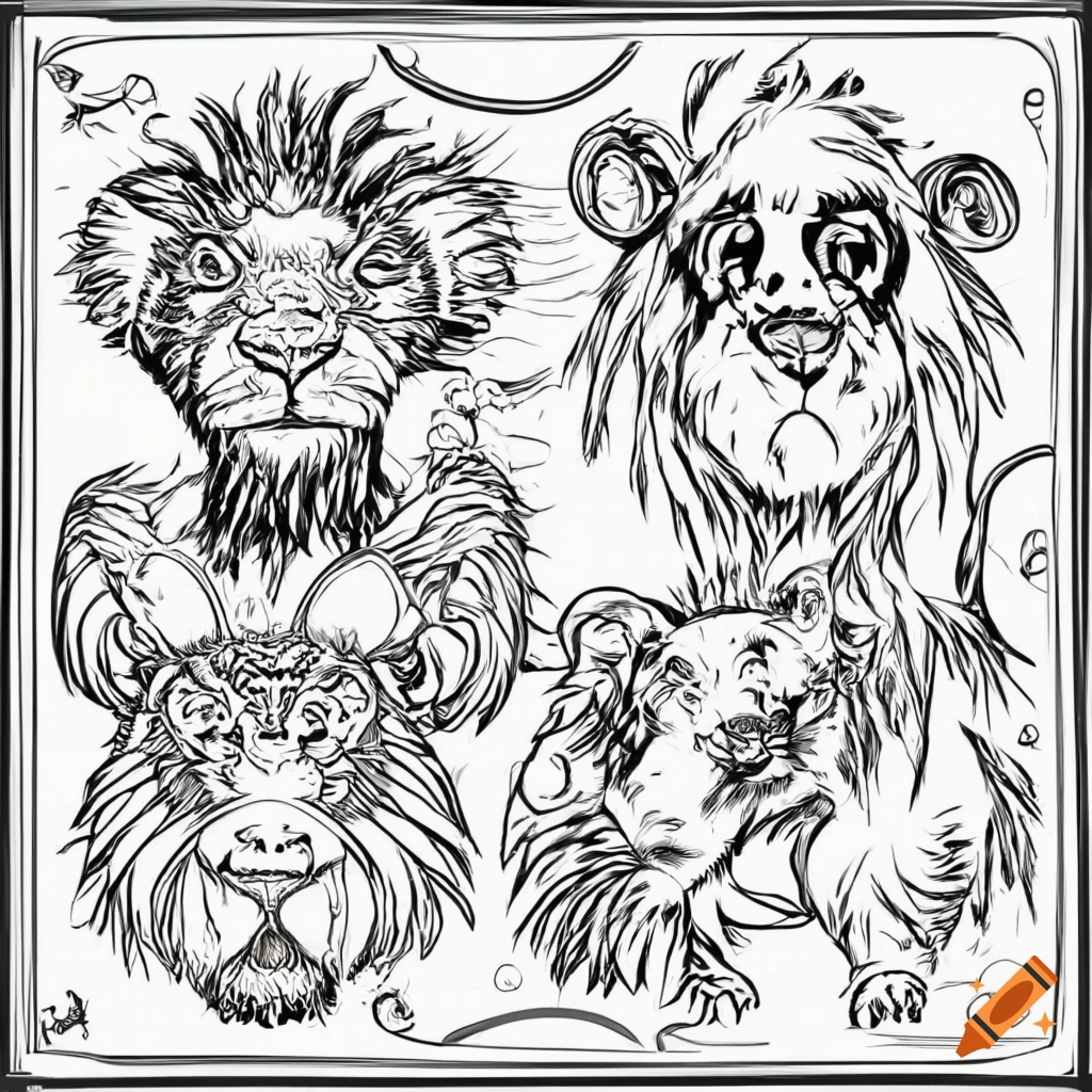 Lion icon hand draw black colour wildlife day Vector Image