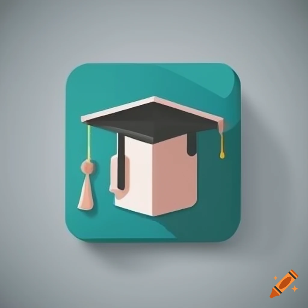 Simple app icon with a graduation cap and attendance checkmark on Craiyon