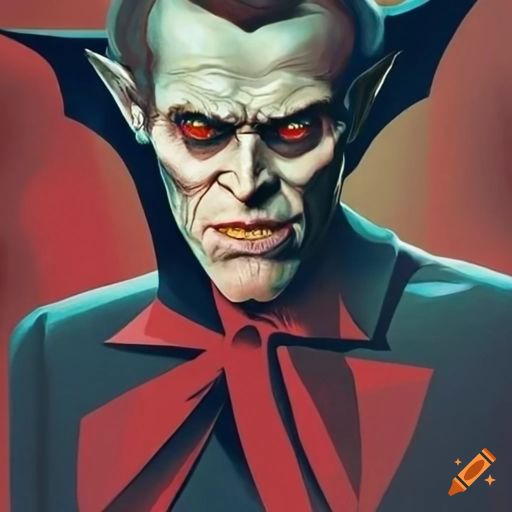 Willem dafoe dressed as a vampire, movie poster on Craiyon