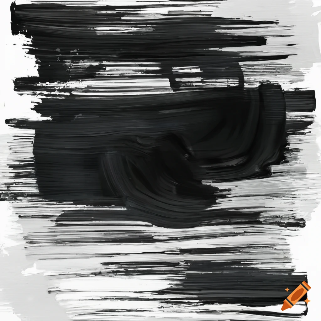 Abstract painting of black and white tones with big brush strokes
