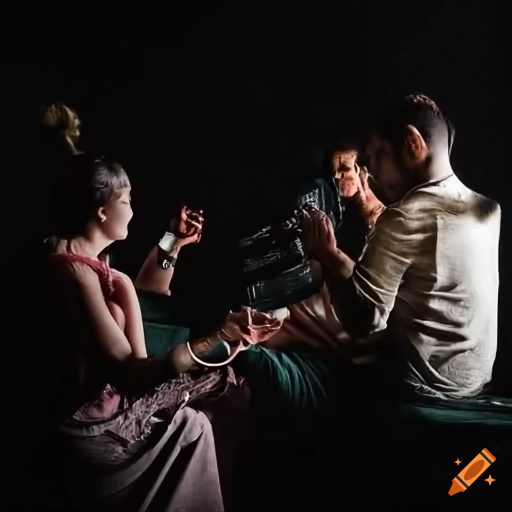 A picture of a person telling a story to an attentive group, capturing ...