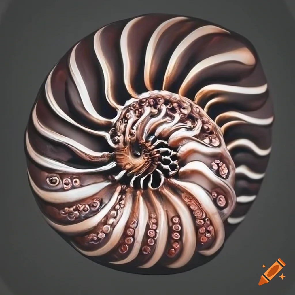 Brass and copper nautilus seashell with octopus tentacles on Craiyon