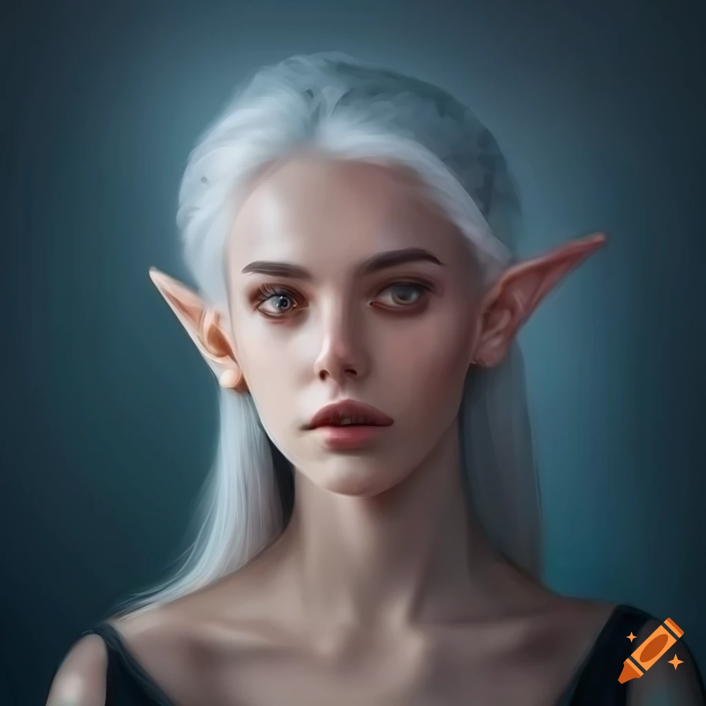 Beautiful ethereal soft kind white hair young woman with amber eyes and ...