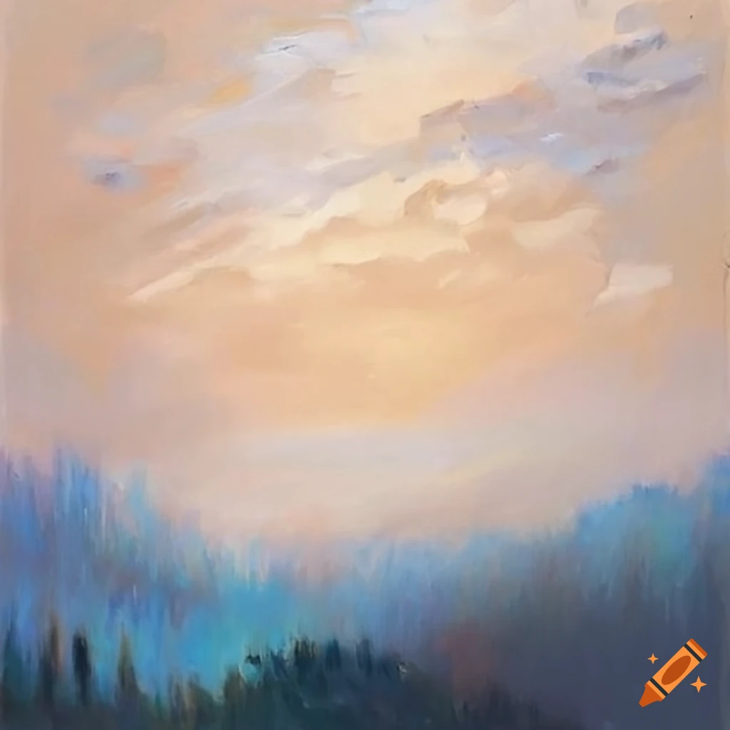 Landscape painting mountain neutral colors on Craiyon