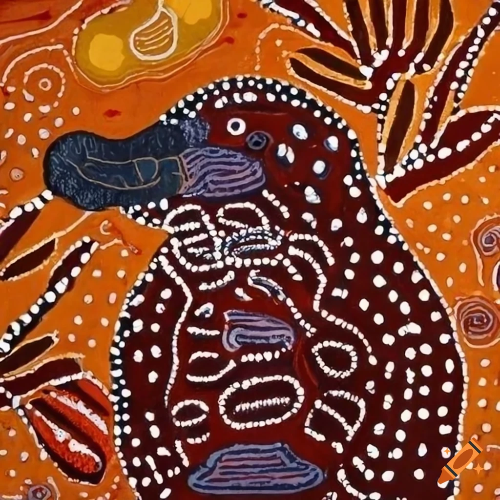 A platypus in a traditional australian aboriginal art on Craiyon