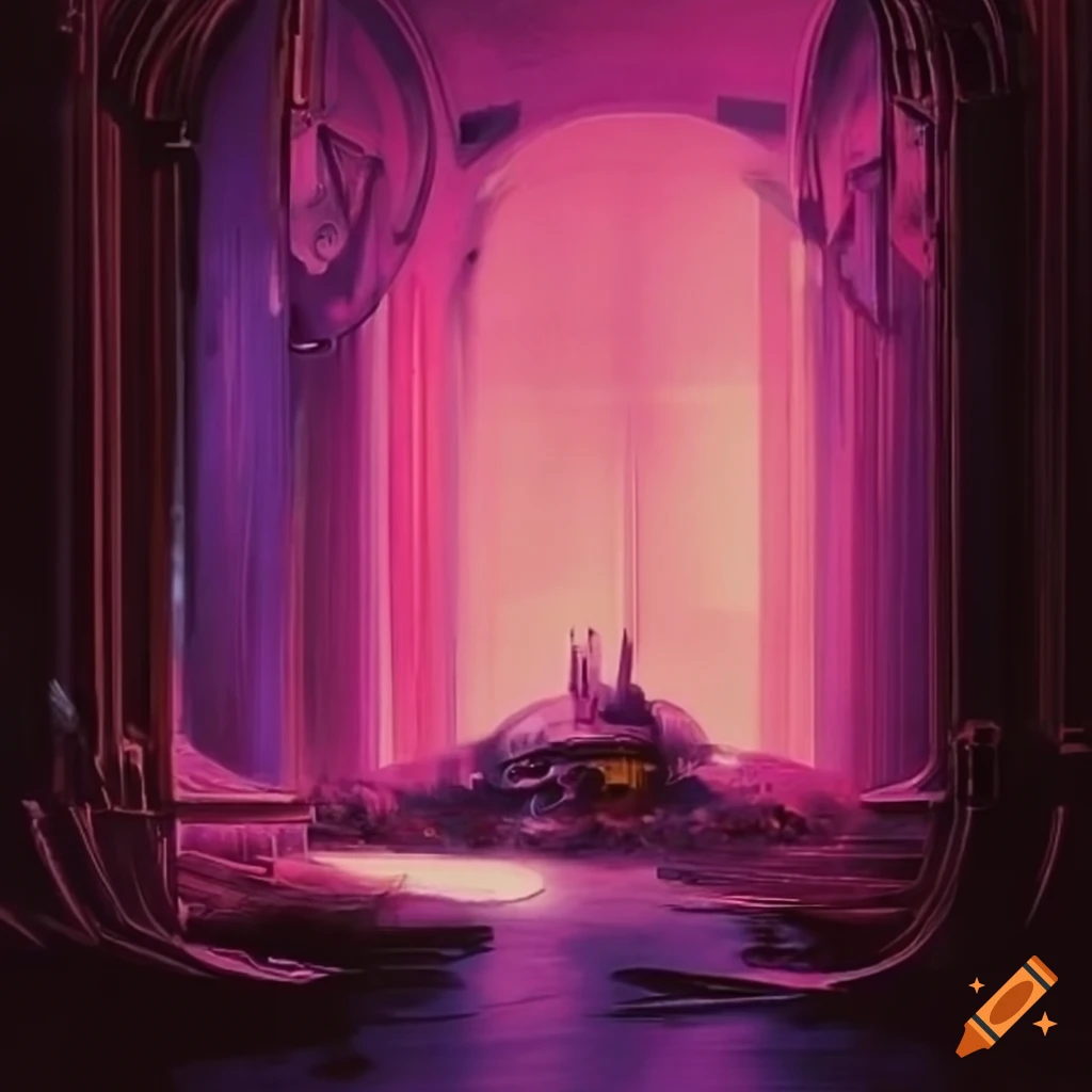 Pink Engine Drawing 70s sci fi pale pink engine art on Craiyon