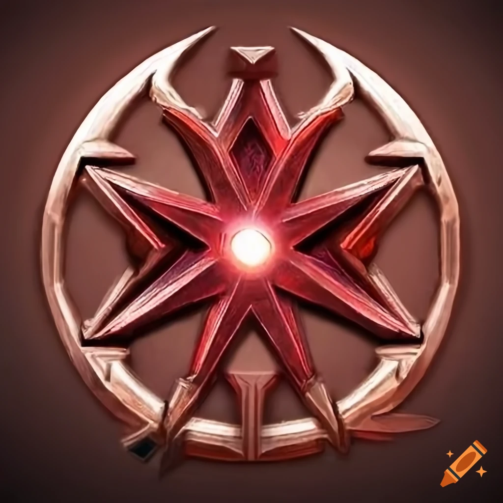A crimson metallic star insignia from the old republic era