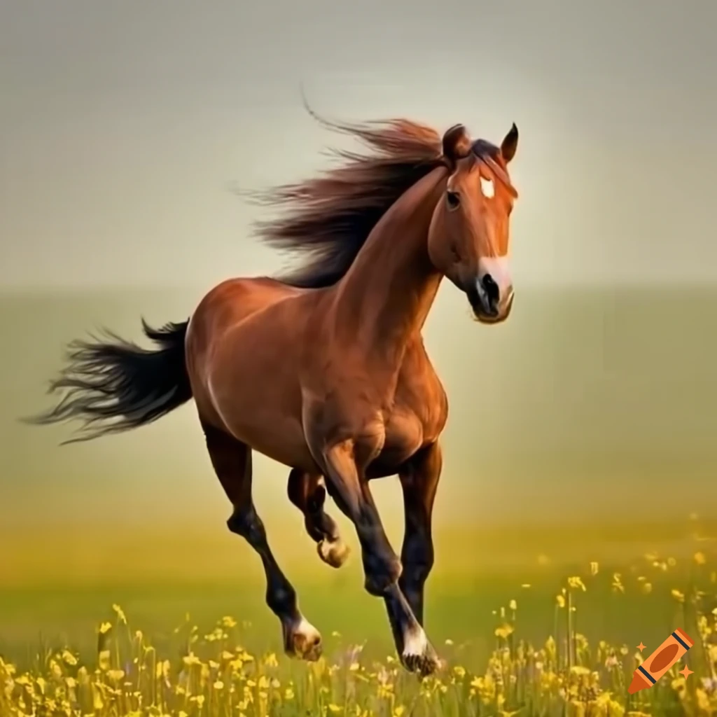 dark brown horse running
