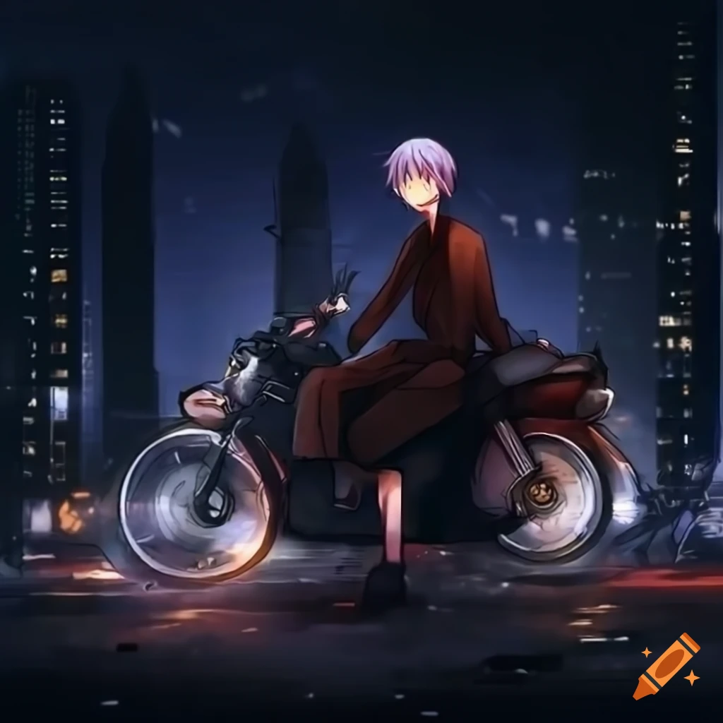anime girl on a motorcycle