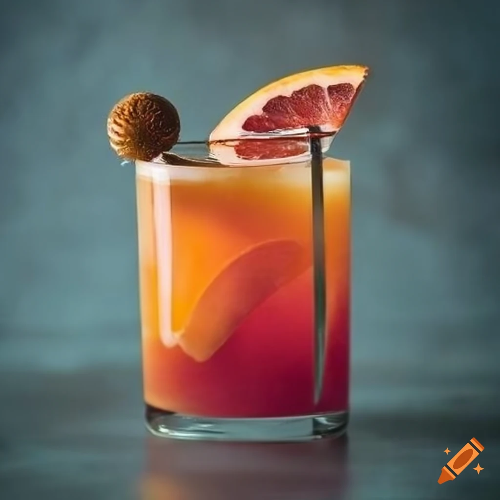 Smoky sunset serenade cocktail made with bourbon, mezcal, grapefruit
