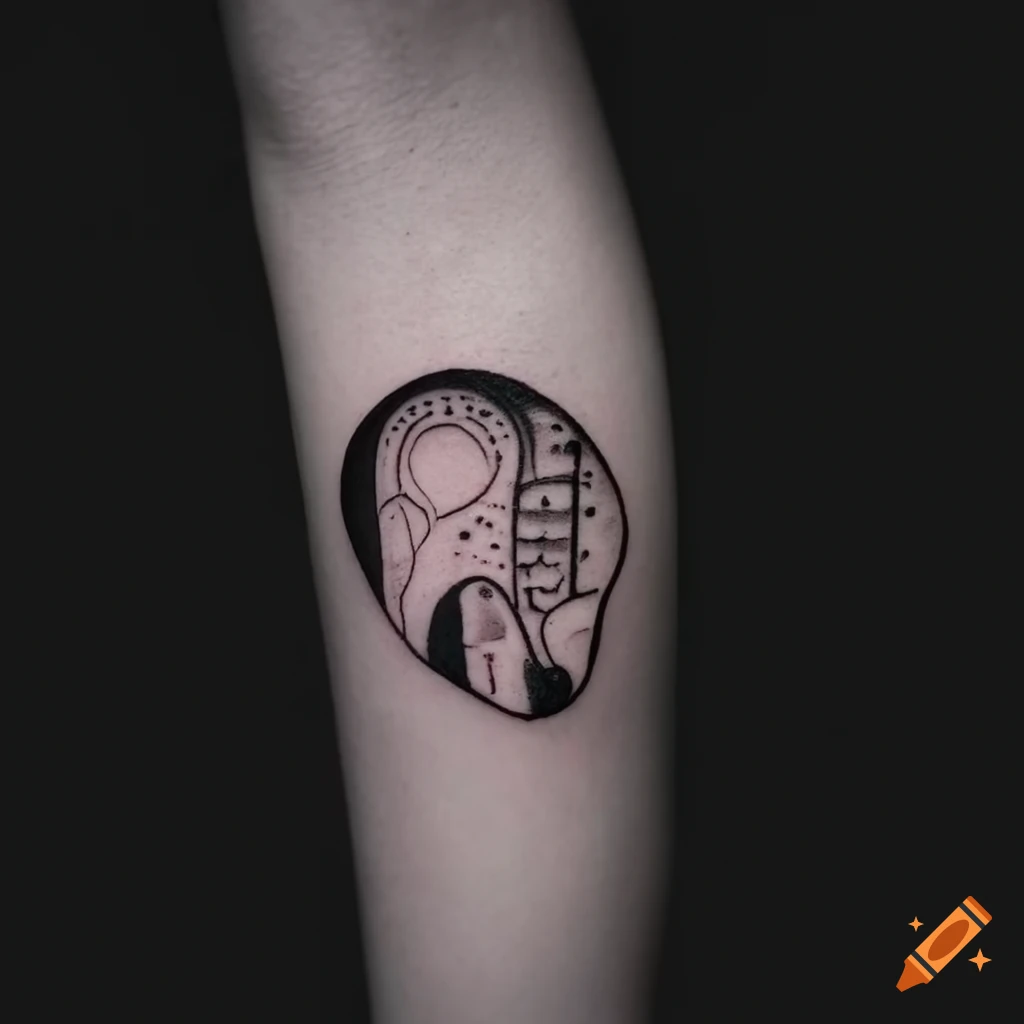 Single needle brain tattoo on the right inner forearm.