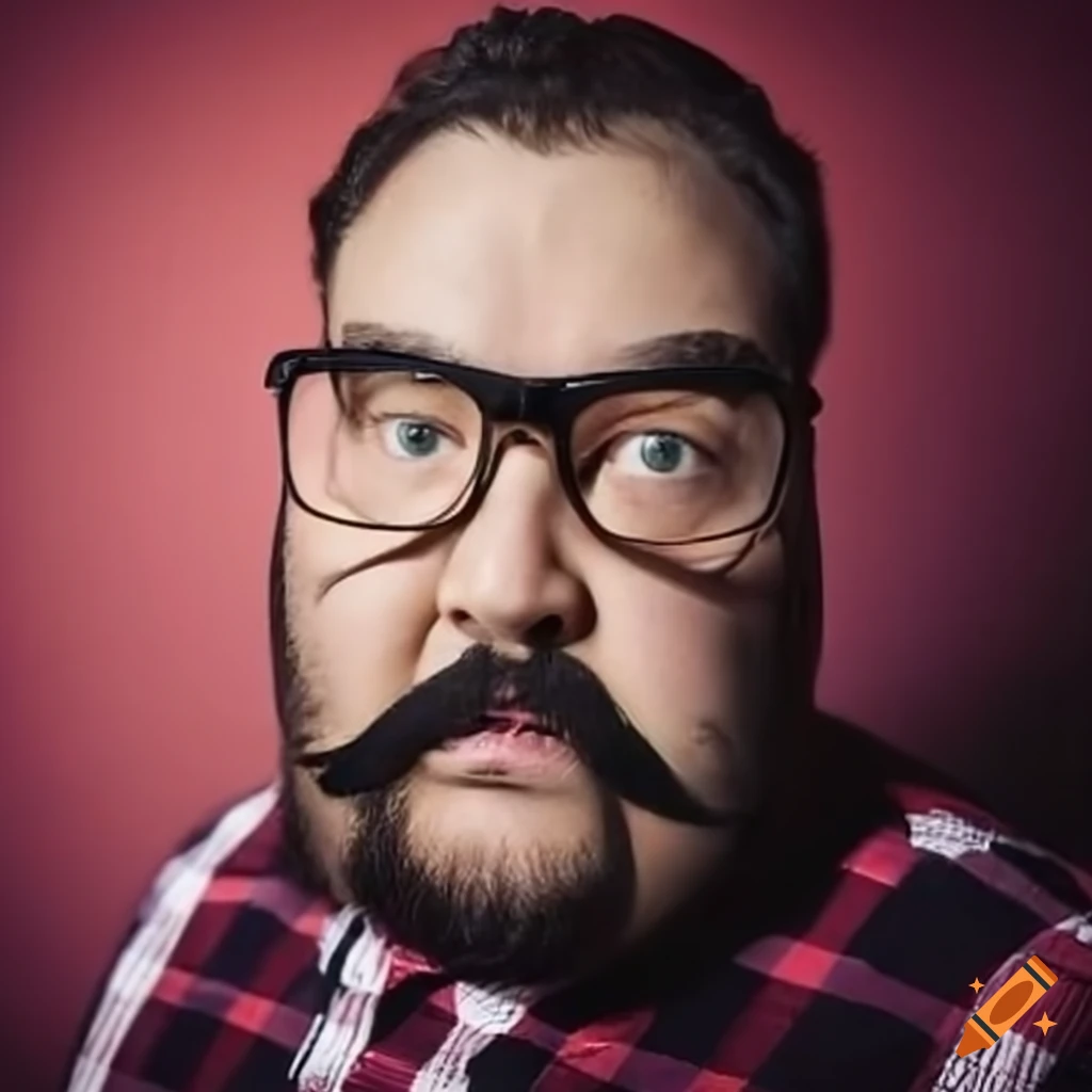 Fat guy with glasses and moustache