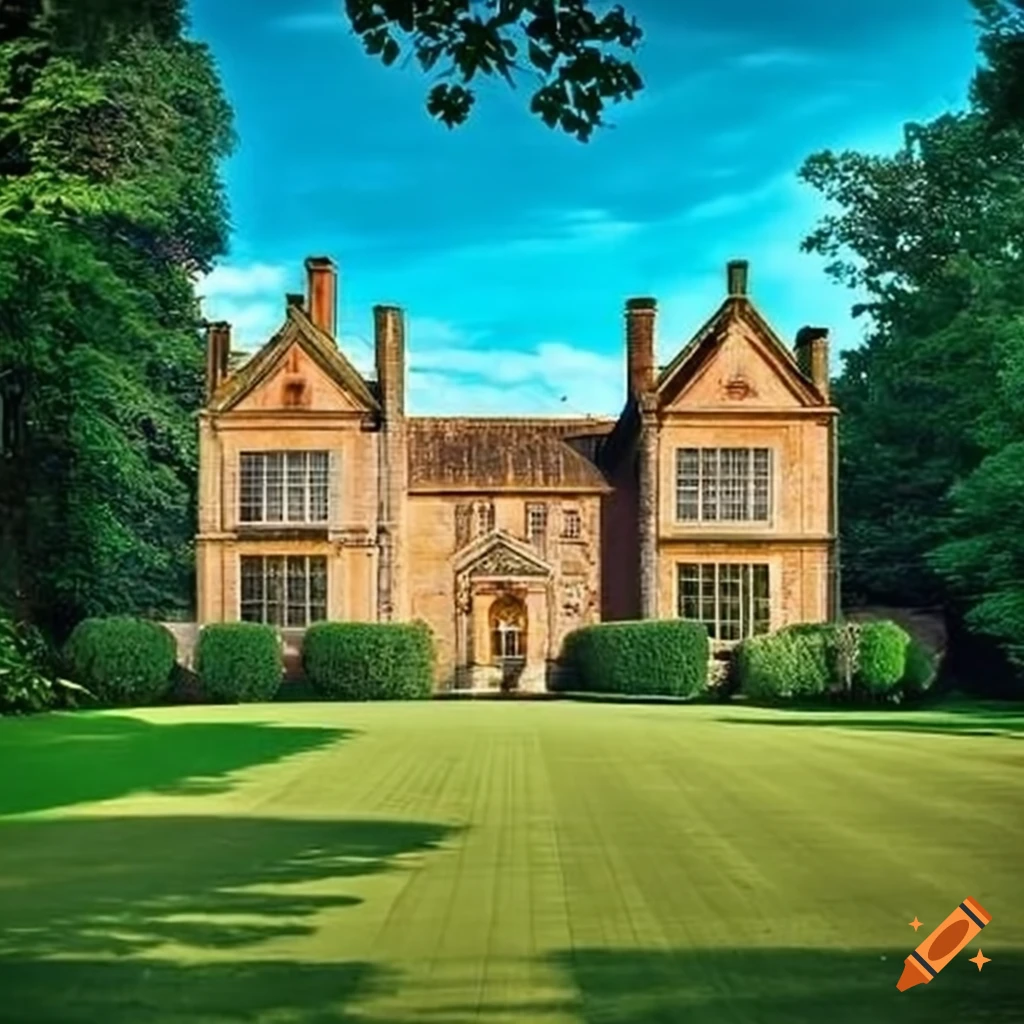 A majestic elizabethan-era house standing amidst lush gardens on Craiyon