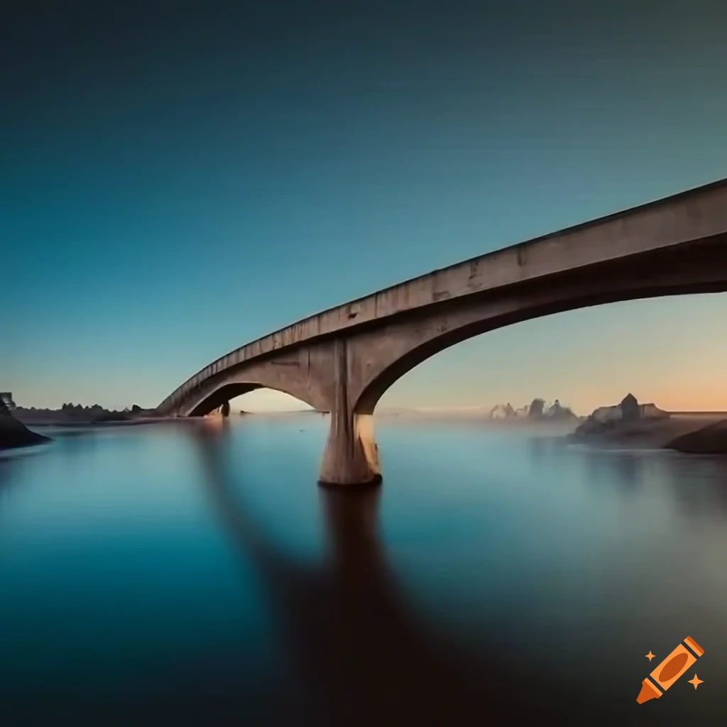 GIANT CONCRETE BRIDGE OVER A RIVER on Craiyon