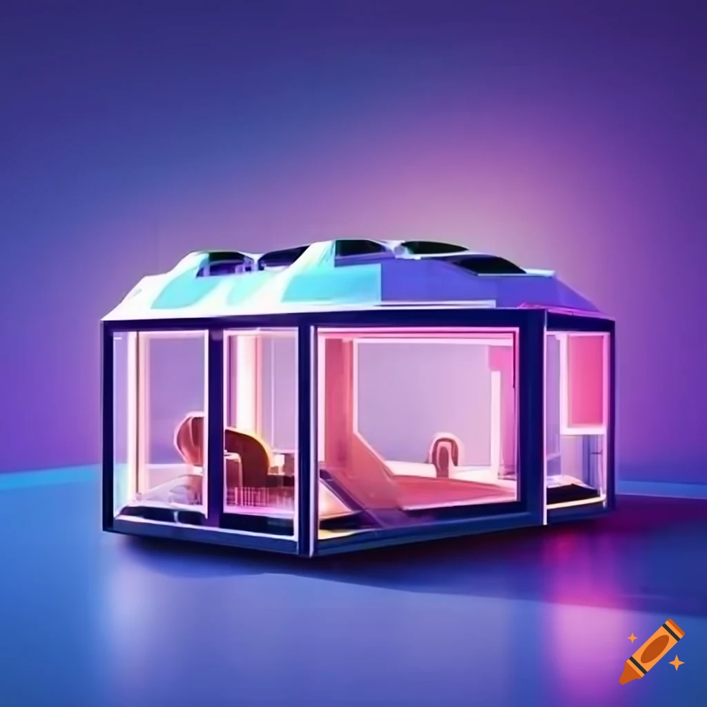 "create a futuristic visualization of the house of the future designed