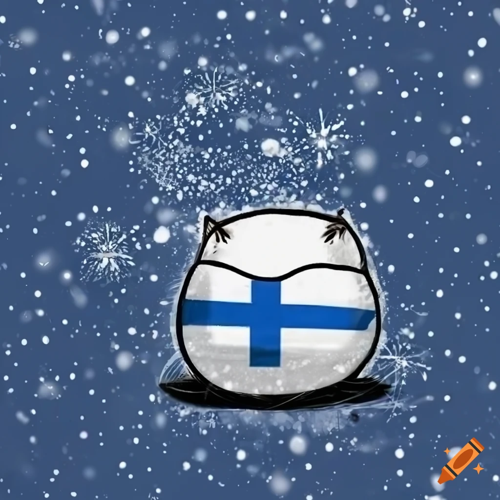 Finland, femboy, winter, snowing, cat boy, neko, nationball. Finland flag