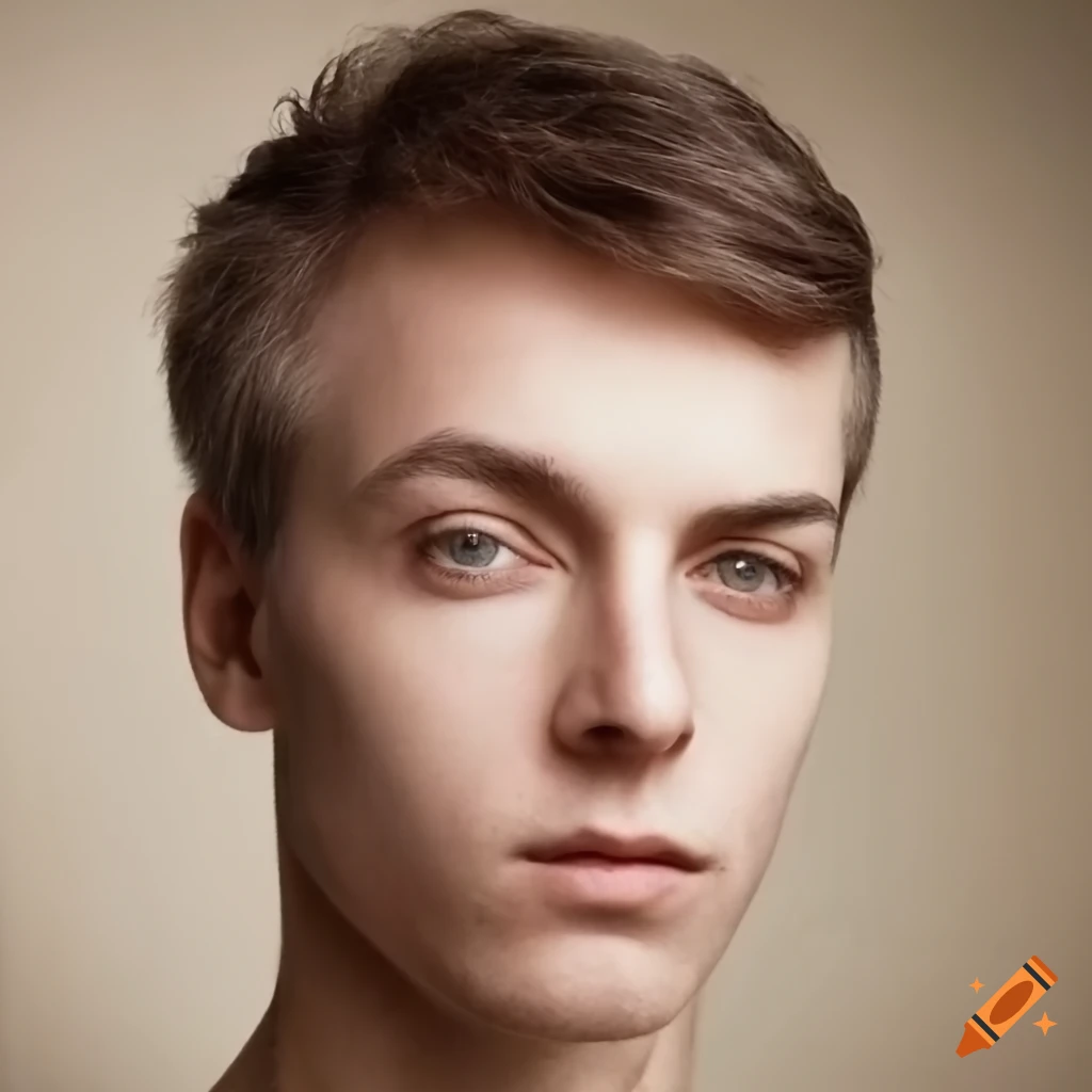 White man with brown short hair and green eyes, 35 years, slim