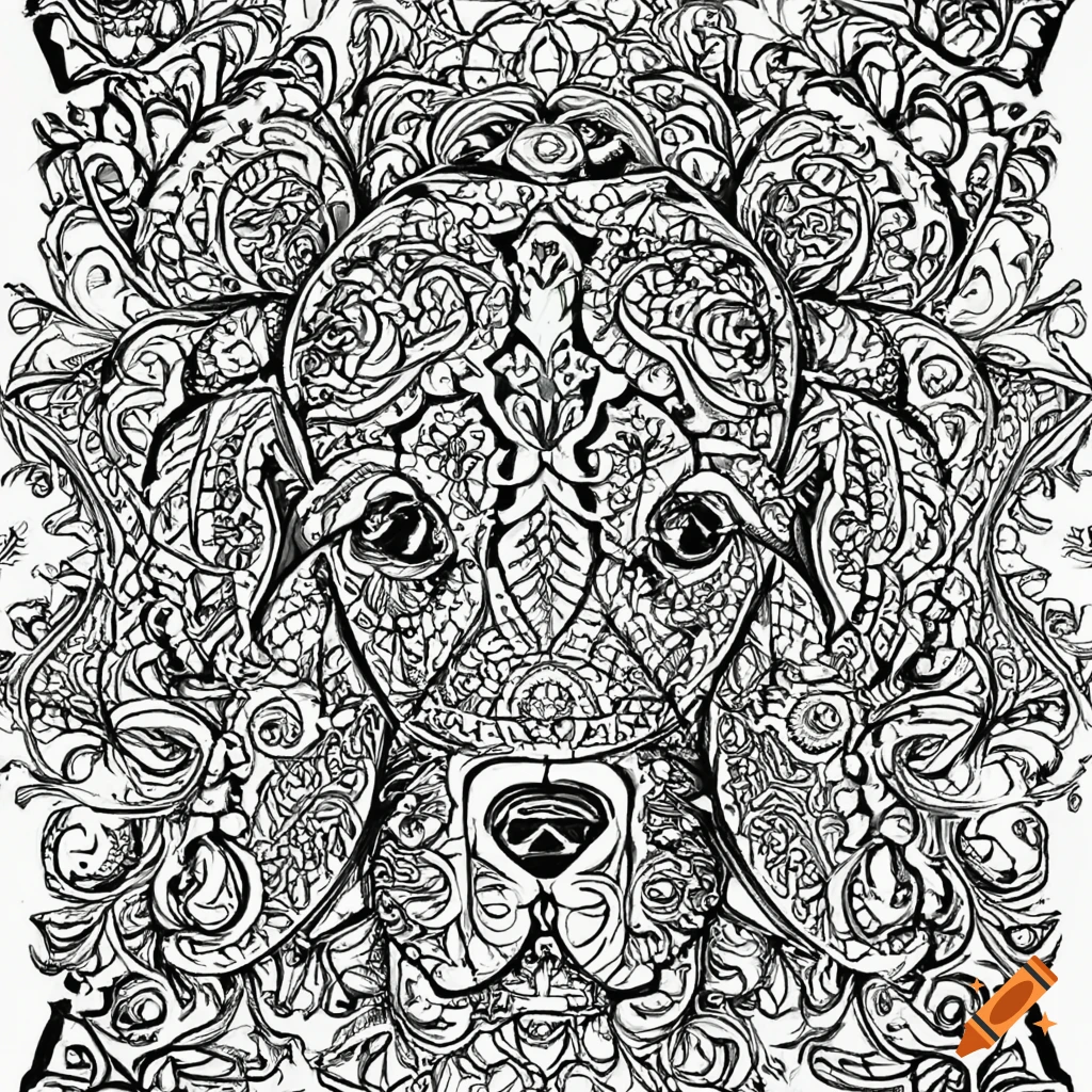Coloring page for adults, mandala, dog image labrador, white background,  clean line art, fine line art on Craiyon