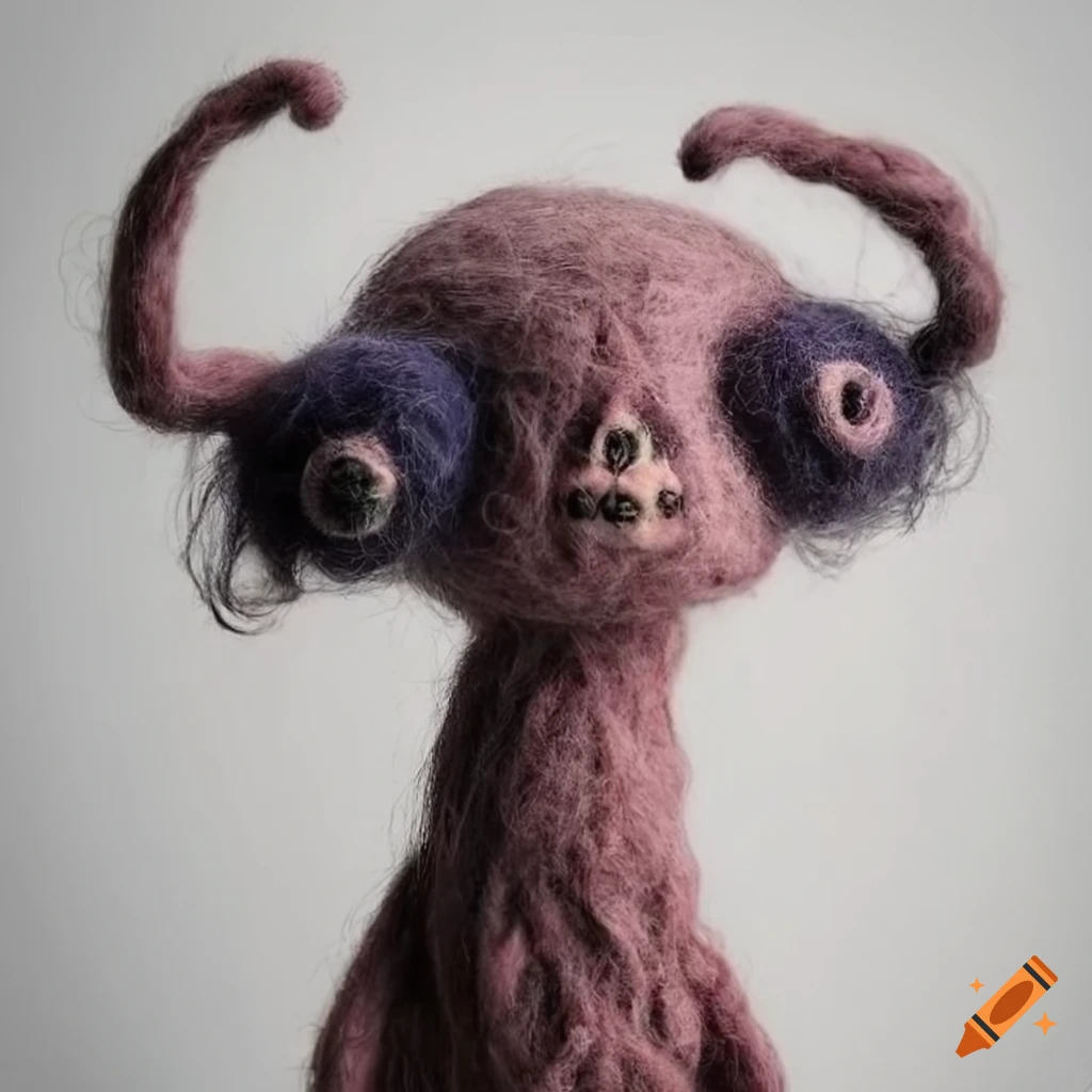 Felted wool creepy weird dream creatures on Craiyon