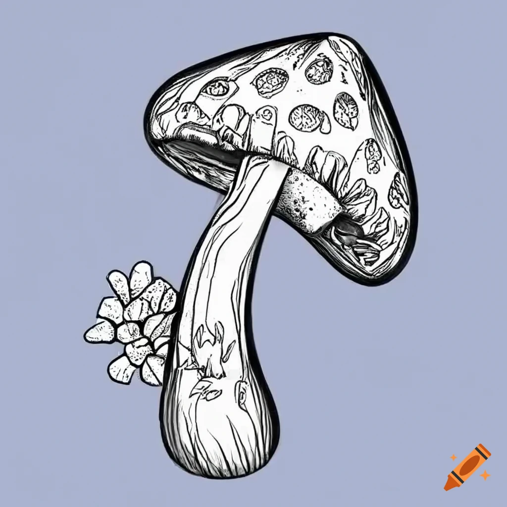 Black And White Mushrooms Drawn With Lines Only For A Children s Black And White Mushrooms Drawn With Lines Only For A Children s