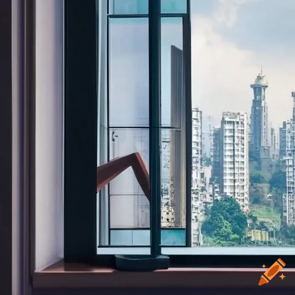 Sliding windows where we can see mumbai high rise buildings on Craiyon