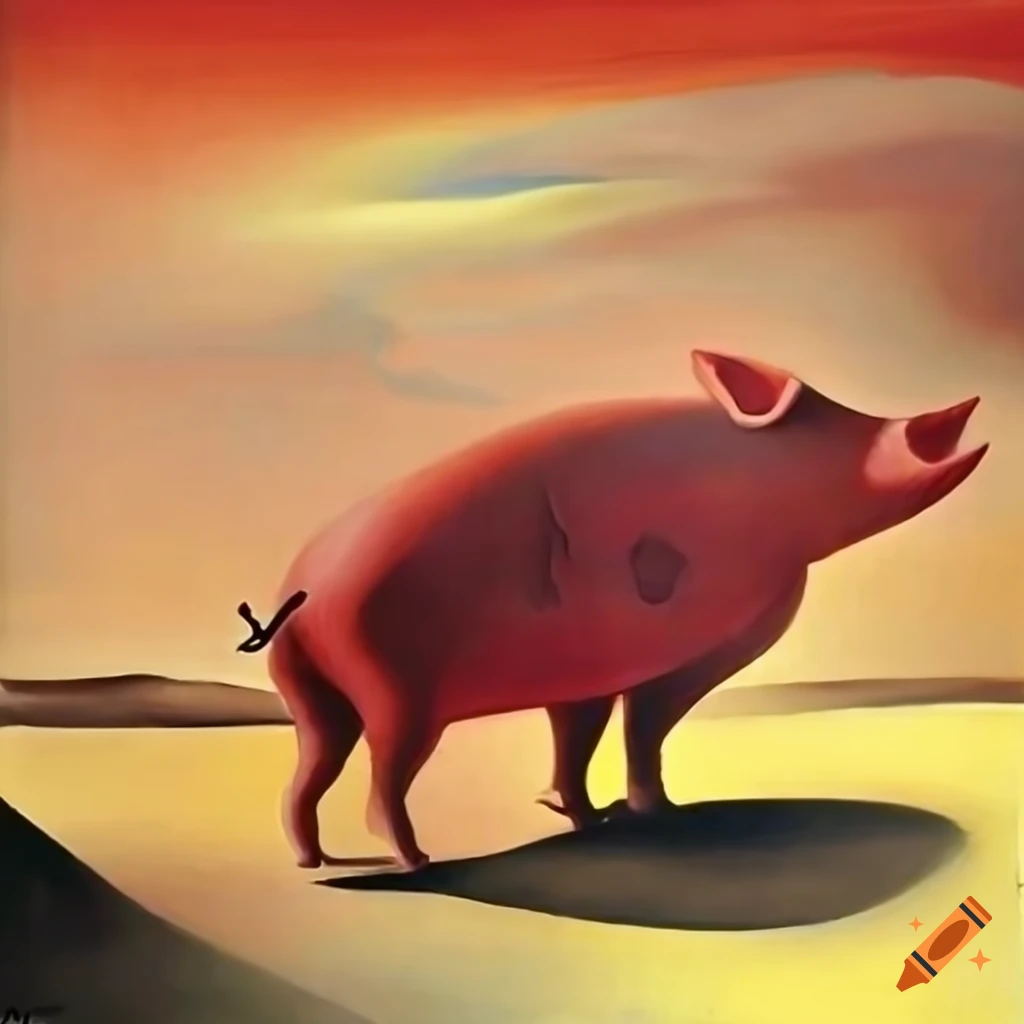 A pig in desert, Salvador dali painting