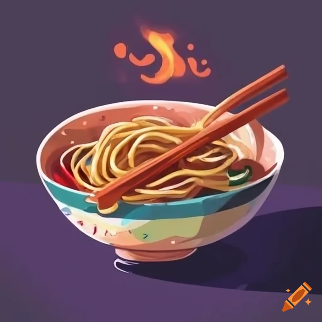 Long noodle birthday noodles bowl asian on Craiyon