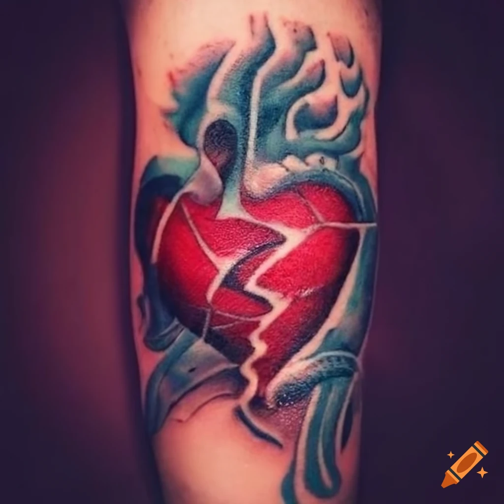 Broken hearts and daggers in the Traditional stories on skin by Gaia Zeta -  Tattoo Life