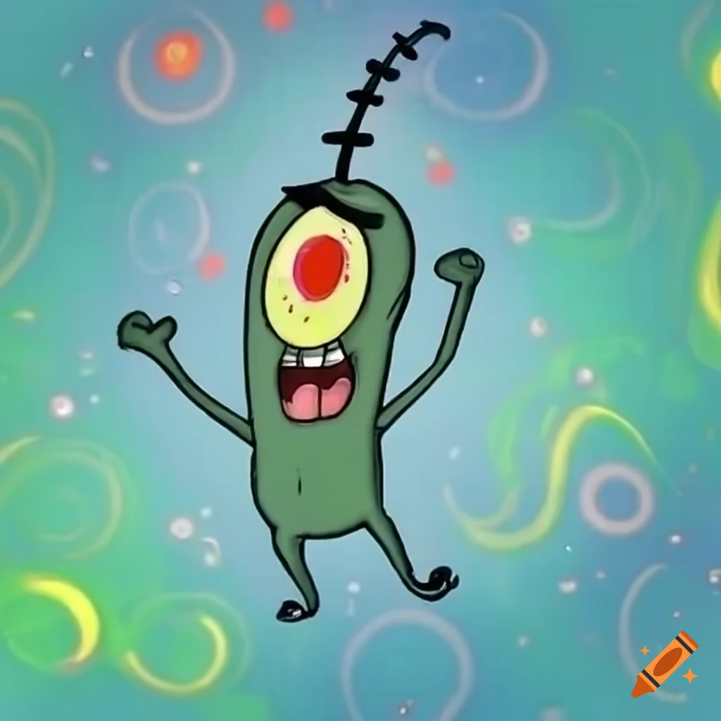 Plankton from the cartoon spongebob squarepants singing a jazz song on  Craiyon
