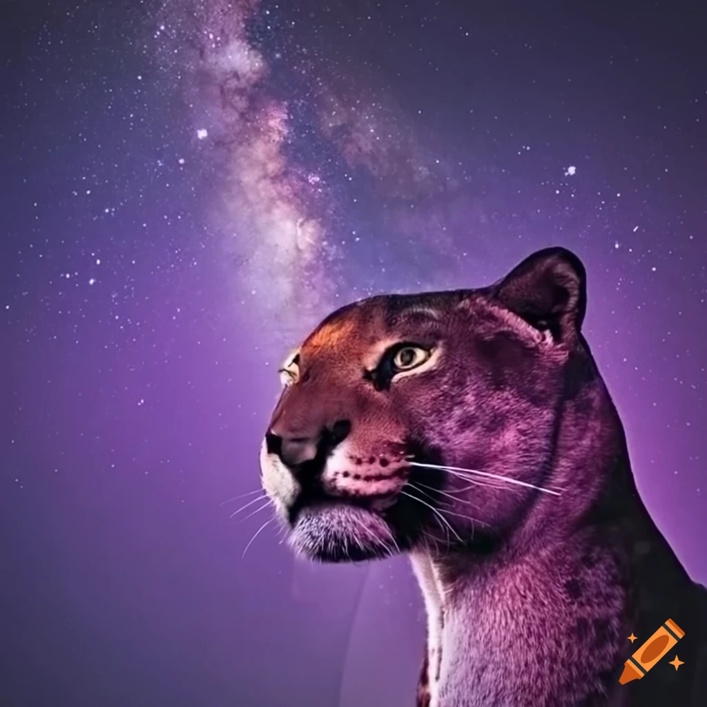 Violet panther, puma in front milkyway