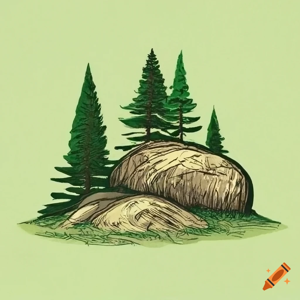 evergreen forest drawing