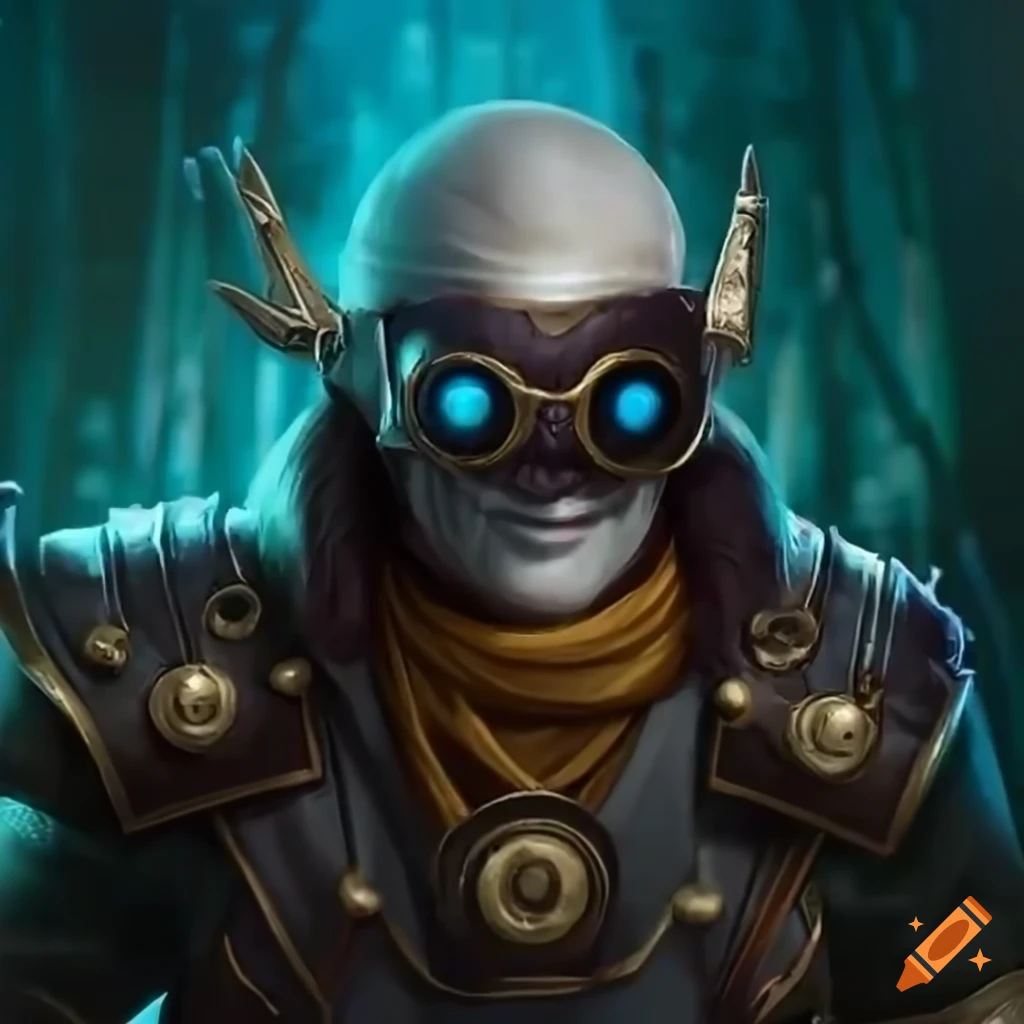 A githzerai whos an artificer wearing goggles on his forehead, 4k