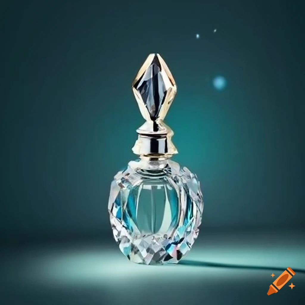 Elegant crystal perfume bottle with sparkle on Craiyon