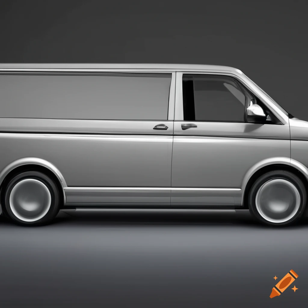 VW T5 Transporter van, side view isolated on white background, 22