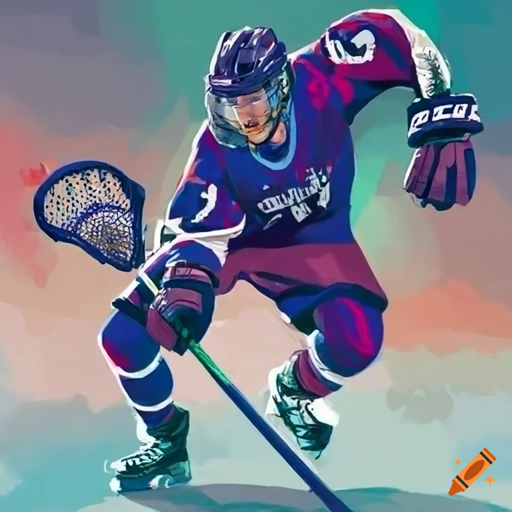 Artwork featuring lacrosse, ice hockey, and soccer enthusiasts in