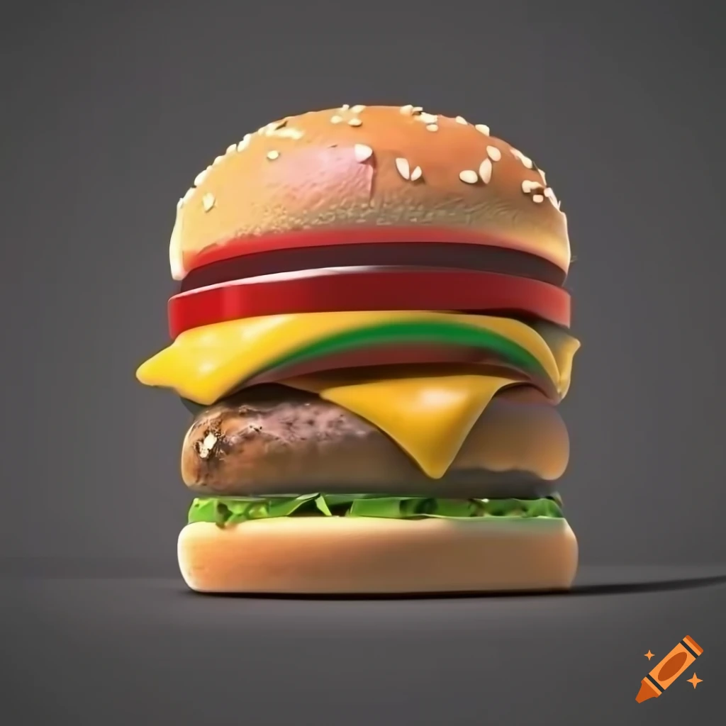 3d render of a cheeseburger. bright colorful, distinct lighting and ...