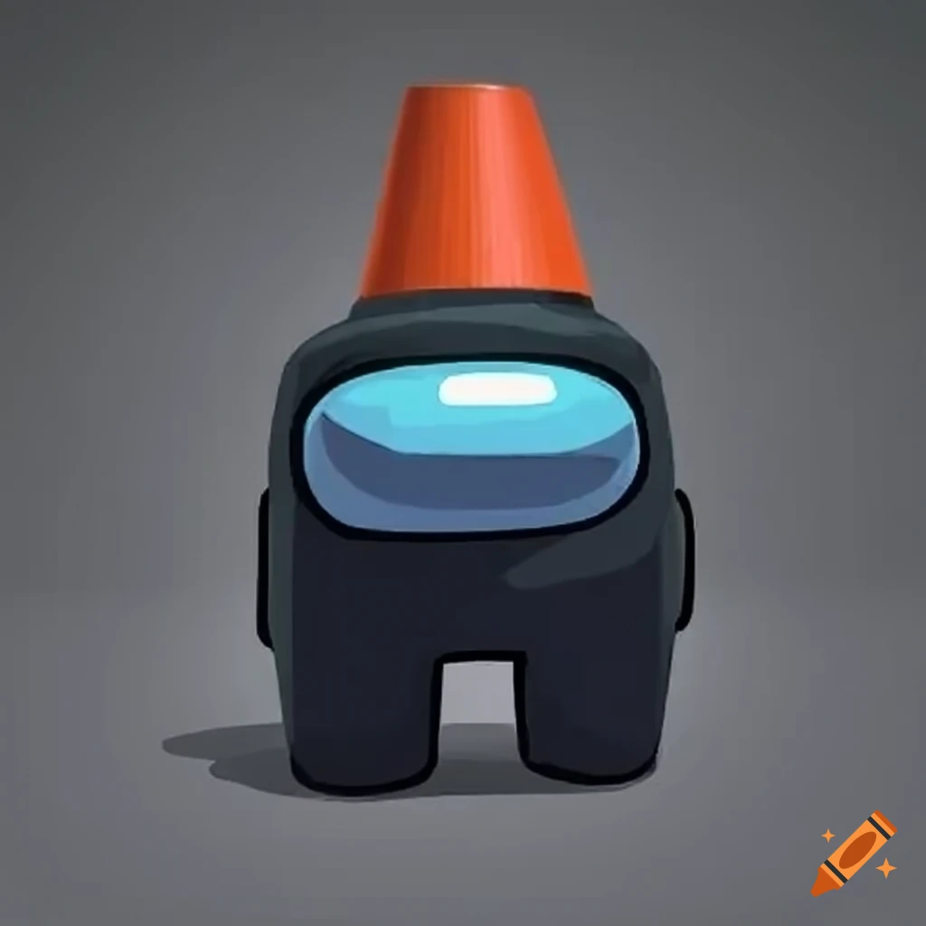 Traffic cone on a black among us imposter