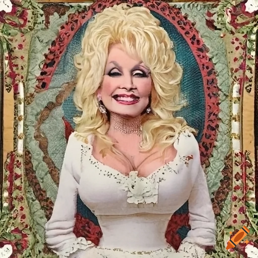 Dolly Parton As Victorian Paper Scrap Clipping With Roses