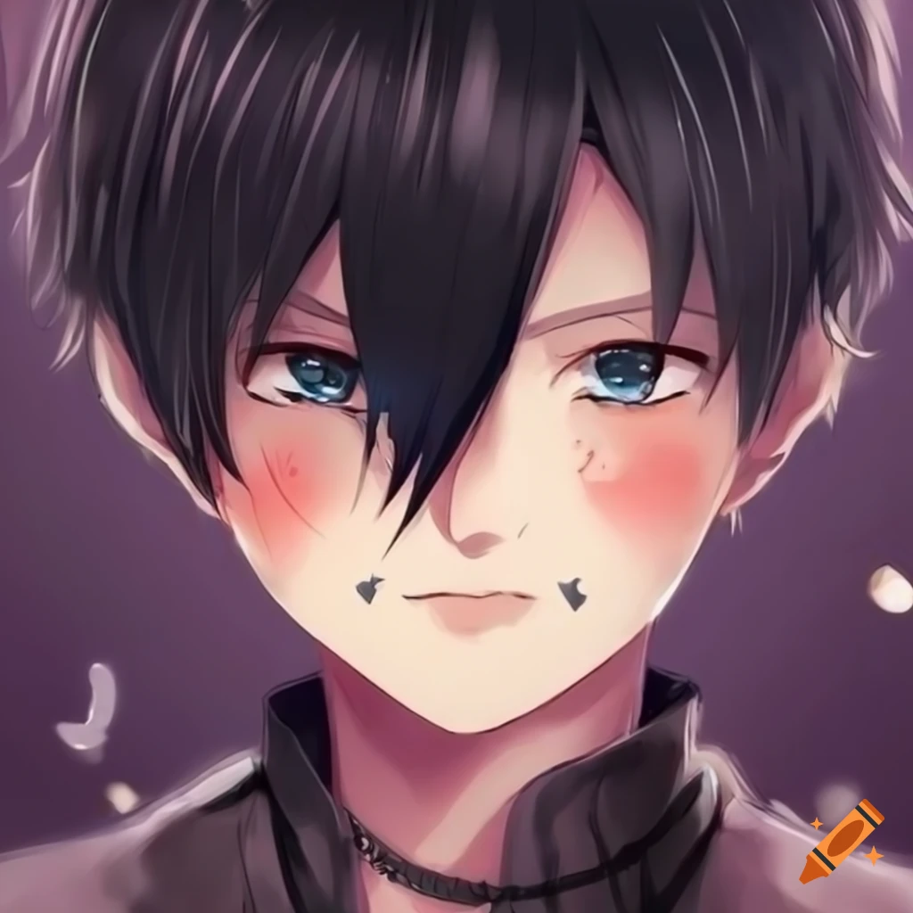 Anime boy character with black hair and adorable chubby cheeks