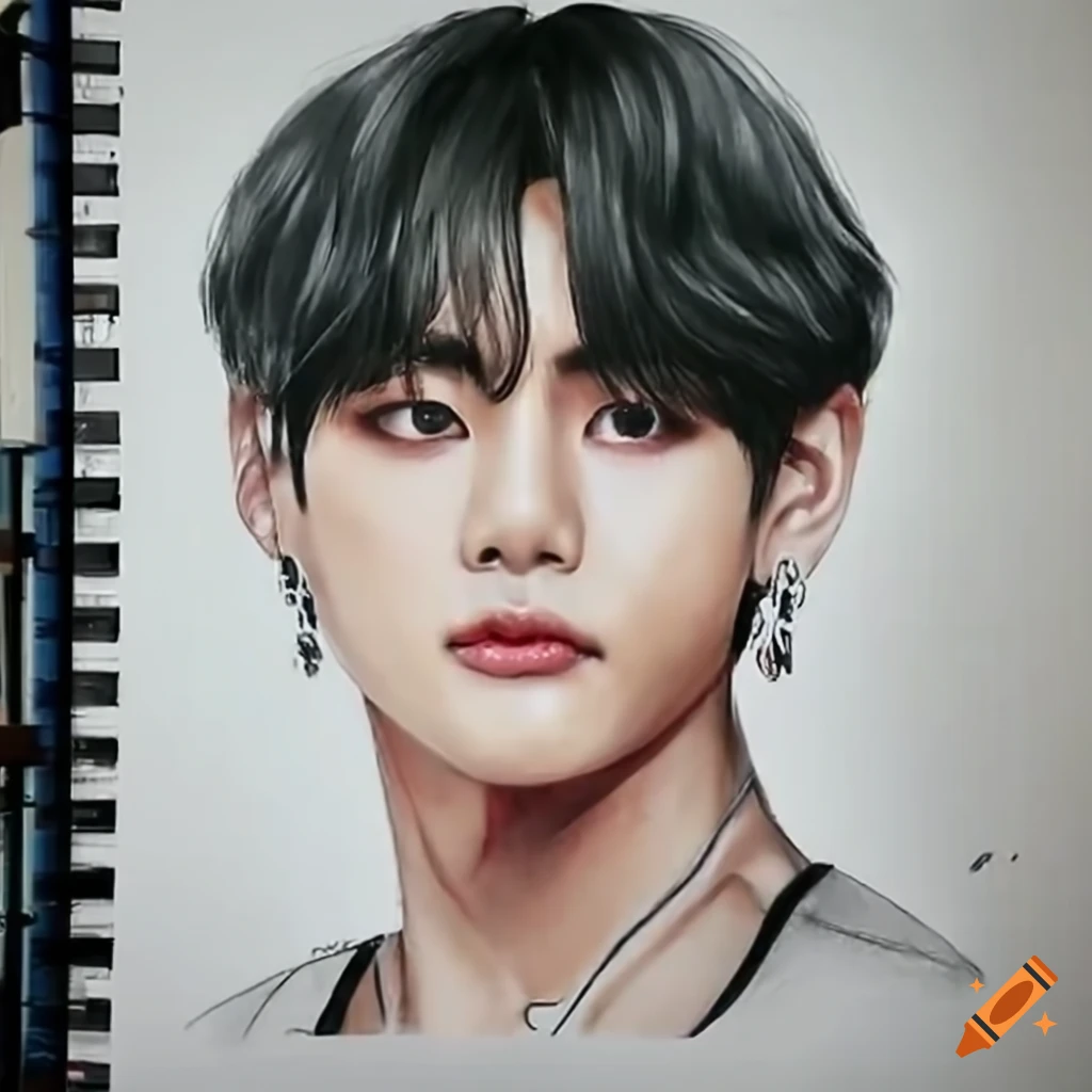 How to draw BTS V ( Taehyung ) step by step drawing tutorial for beginners  | how to draw taehyung - YouTube