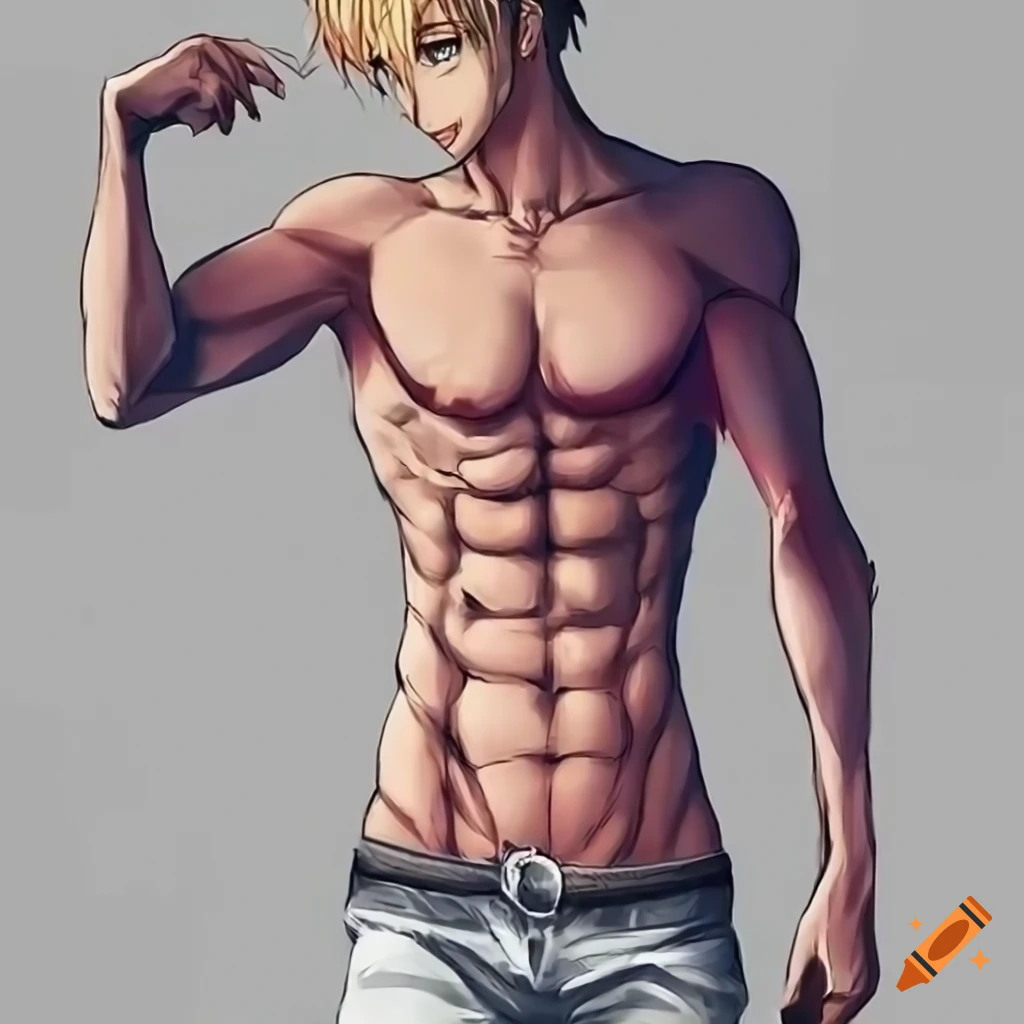 Anime guy with abs
