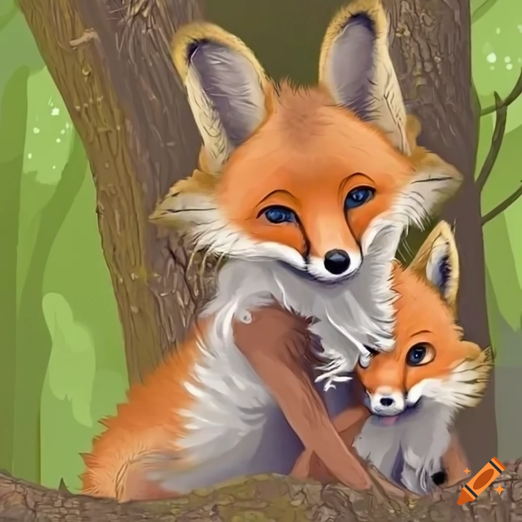  visesunny Cute Fox and Bear Hiding The Trees Calf