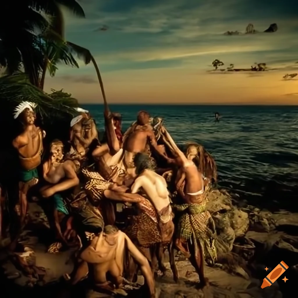 Robinson crusoe partying on a tropical island
