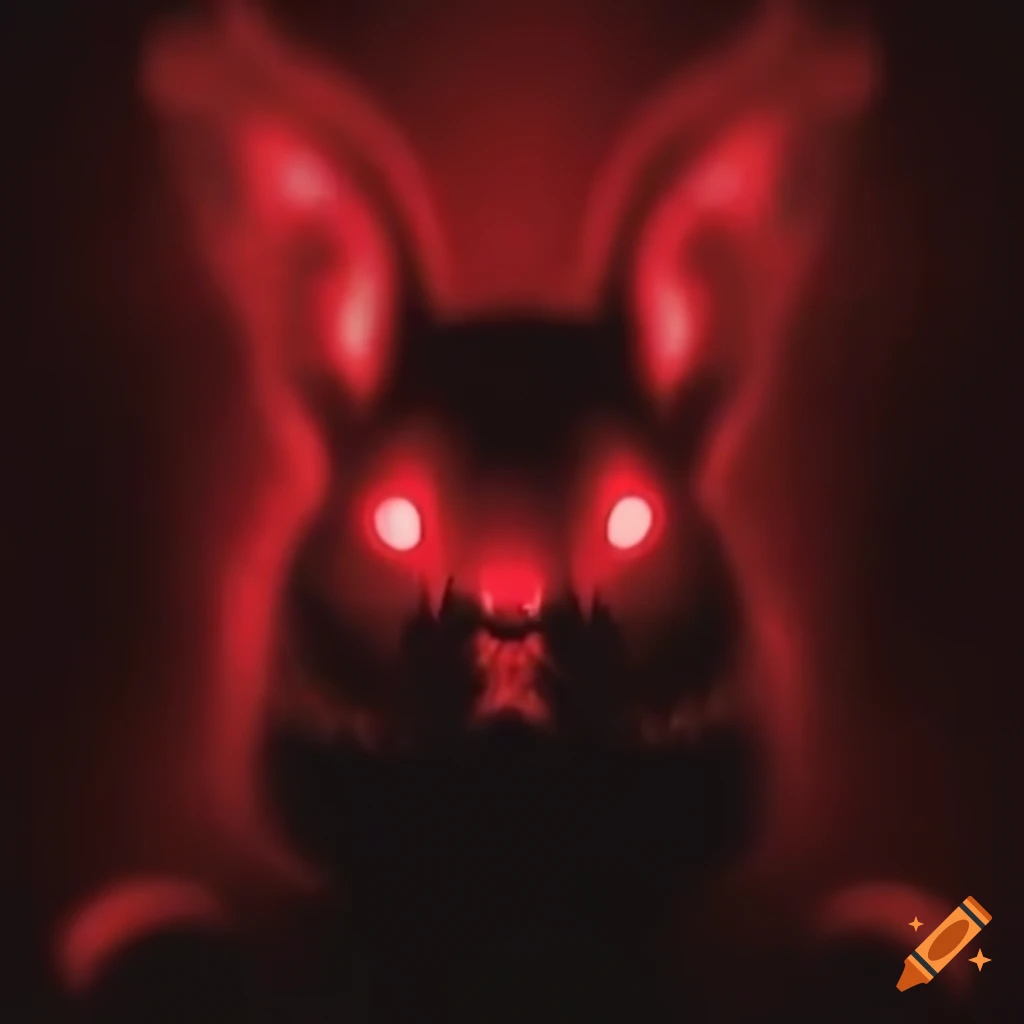 A squirrel with detailed crimson eyes having an aura of psychic energy  surrounding it in a red, black background of evil energy, dvd screengrab,  1980s cinema on Craiyon